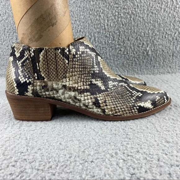 New Madewell Sonia Low Chelsea Bootie Snake Emboss Leather Womens 8 Brown Black - Picture 5 of 16